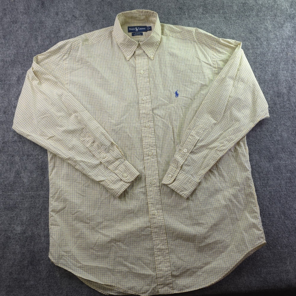 Ralph Lauren Blake‎ Shirt Medium Yellow Blue Check Long Sleeve Button Down Pony